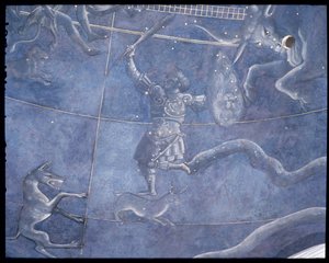 Het Pad van de Zon door de sterren op de nacht van 4 juli 1442, detail van Orion en Stier, van de zoldering boven het altaar, ca.1430 (detail) door Giuliano dArrighi Pesello