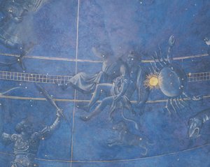 Het Pad van de Zon door de sterren op de nacht van 4 juli 1442, detail van Tweelingen en Kreeft (detail) door Giuliano dArrighi Pesello
