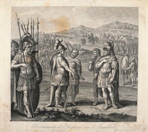 Ontmoeting tussen Hannibal en Scipio tijdens de Punische Oorlogen