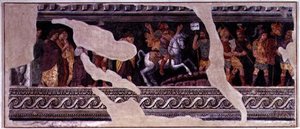 Fragment van een triomfscène door Giulio (school of) Romano