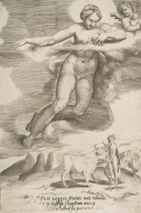 Juno kijkt naar Jupiter en Io, uit De Liefdes van de Goden door Giulio Bonasone