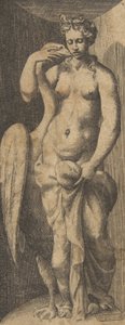 Leda en de zwaan, ca. 1531-76 door Giulio Bonasone