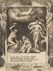 Litigium verwijderd uit het lichaam van Chaos terwijl zijn moeder in de lucht wordt gegooid, 1531-76 door Giulio Bonasone