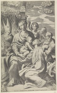 Maria met het Christuskind en heiligen door Giulio Bonasone
