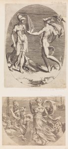Mercurius Geeft een Panfluit aan Minerva door Giulio Bonasone