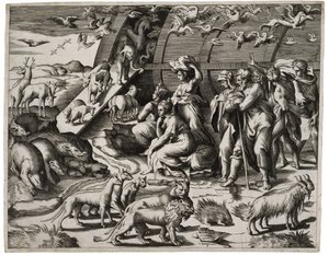 Noach verlaat de ark, 1544 door Giulio Bonasone