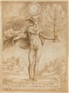 Studie voor Harpocrates (Silentio Deum Cole) door Giulio Bonasone