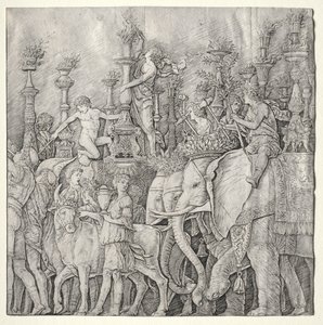 De Triomfen van Caesar: De Olifanten, c. 1485-1490 door Giulio Campagnola