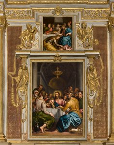 Kapel van het SS Sacramento, Tweede span noordzijde, Giulio Campi, Laatste Avondmaal 1569, Giulio Campi, Avondmaal in het huis van Simone 1569 door Giulio Campi