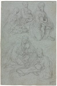Schetsen van Maagd en Kind, tweede helft 1500s door Giulio Campi