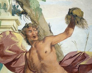 Nimf Corsica achtervolgd door Satyr die haar pruik aftrekt door Giulio Carpioni door Giulio Carpioni
