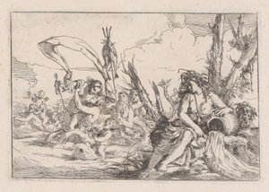 Water, voorgesteld door een najade zittend aan de voet van een boom, 1640-60 door Giulio Carpioni
