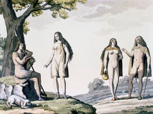Kostuums van oude Germanen, gravure uit Oude en Moderne Kostuums door Giulio Ferrario door Giulio Ferrario