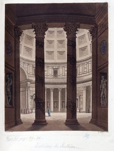 Interieur van het Pantheon van Rome - Interieur van het Pantheon van Rome in de Romeinse oudheid - in "The Ancient and Modern Costume", door Dr. Jules Ferrario, ed. Milaan door Giulio Ferrario