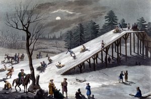 Montagne russe: slee en ijstrack in Rusland - in "Le Costume ancien et moderne" door Ferrario, uitgegeven in Milaan
