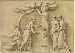 Geboorte van Adonis door Giulio Romano