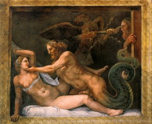 Jupiter en Olympia, 1526-1534 door Giulio Romano
