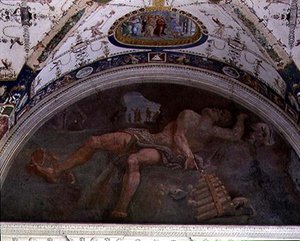 De loggia, detail (lunet in het gewelf met Pan en saters)