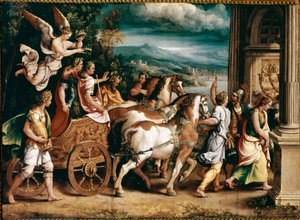 Triomf van Titus en Vespasianus door Giulio Romano