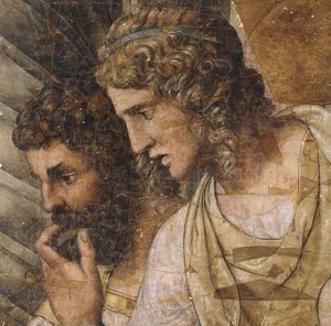 Twee Mannen, Buste Lengte, Kijken Naar Beneden: een Cartoon voor een Wandtapijt door Giulio Romano