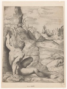 Johannes de Doper in de woestijn door Giulio Sanuto