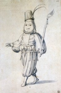 Ontwerp voor een kostuum voor een kok door Giuseppe Arcimboldi
