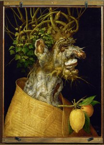 Winter, allegorie ... (kalkhout) door Giuseppe Arcimboldo