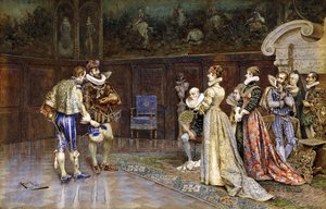 Een Presentatie van Henri IV van Frankrijk aan het Hof van Marguerite Valois door Giuseppe Aureli