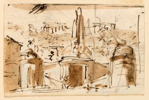 Fontein in een bergachtig land door Giuseppe Barberi
