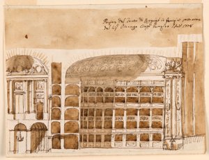 Sectie van een Theater in Perugia door Giuseppe Barberi