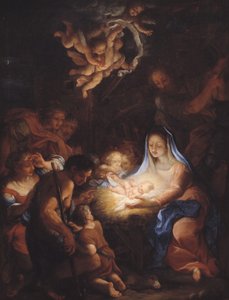 De aanbidding van de herders door Giuseppe Bartolomeo Chiari