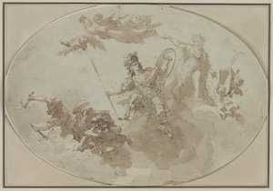 Plafondstudie: Allegorie van Vrede en Oorlog, ca. 1800