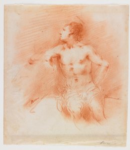 Studie eines sitzenden jungen männlichen Aktes door Giuseppe Bernardino Bison