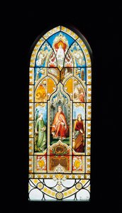 Glas-in-loodraam met Triomf van Dante