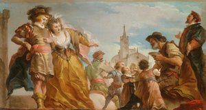 De Ontmoeting van Gautier, Graaf van Antwerpen, en zijn Dochter, Violante, ca. 1787 door Giuseppe Cades