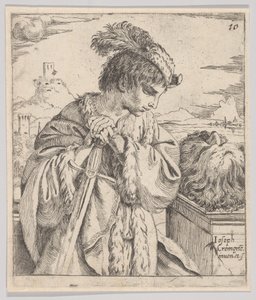 David kijkt naar het hoofd van Goliath, 1620-30