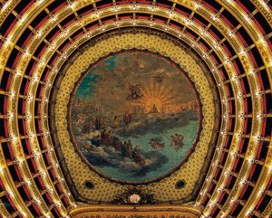Plafond geschilderd door Giuseppe Cammarano, Teatro San Carlo, Napels, Campania door Giuseppe Cammarano