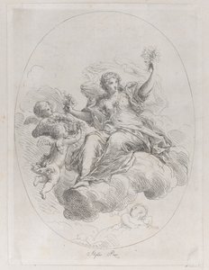 Allegorische figuur op een wolk met putti, naar Stefano Pozzi