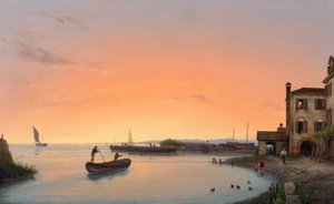 Chioggia voor zonsopgang door Giuseppe Canella d. Ä.