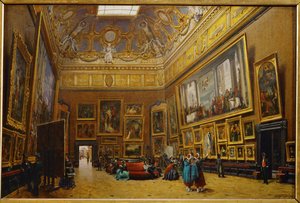 De Salon Carre in het Louvre Museum ... door Giuseppe Castiglione