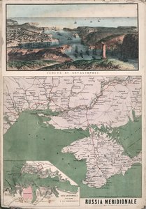 Kaart van Zuid-Rusland met uitzicht op de Baai van Sebastopol en zijn fortificaties, 1853