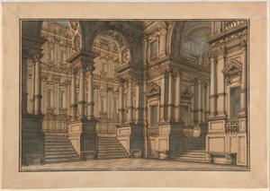 Toneelontwerp: Paleisinterieur door Giuseppe Galli Bibiena