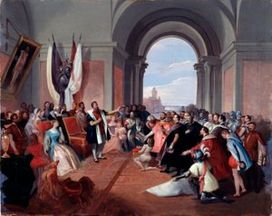 Andrea Doria weigert de kroon van Genua, door Giuseppe Isola (1808-1893), c. 1868