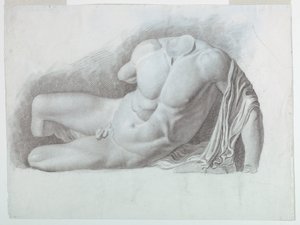 Academische studie van een afgietsel van een klassiek naakt door Giuseppe Longhi