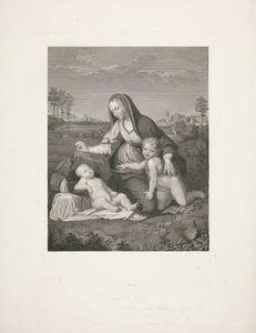 Maria met Kind en de jonge Johannes de Doper in een landschap door Giuseppe Longhi