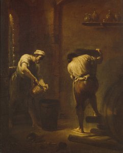 Scène in de kelder, ca 1710-1715 door Giuseppe Maria Crespi