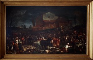 De kermis in Poggio a Caiano in Toscane, Italië door Giuseppe Maria Crespi