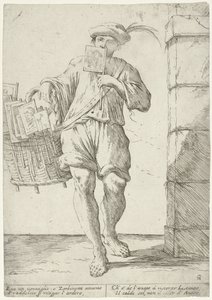 Verkoper van vlaggetjes of waaiers door Giuseppe Maria Mitelli (signed by artist)