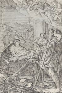 Aanbidding van de herders, 1654-1718 door Giuseppe Maria Mitelli