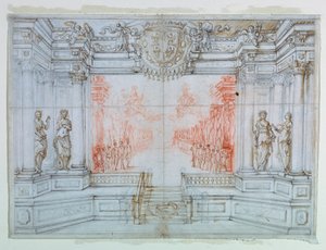 Tekening, Decorontwerp: Ballet Cele, 1674 door Giuseppe Maria Mitelli